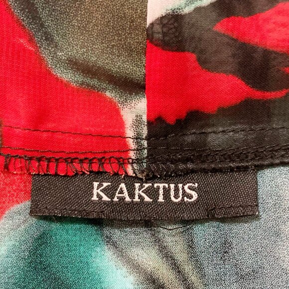 KAKTUS Red black white turquoise watercolour floral sheer cardigan ~ XS SMALL - Picture 2 of 12